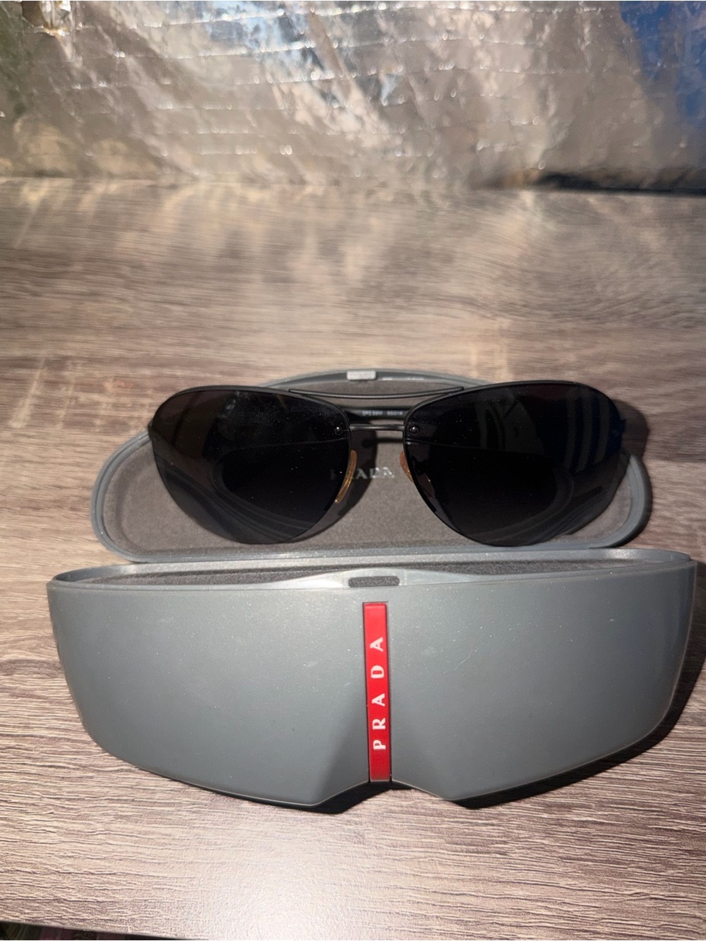Prada Black Sunglasses with Gray Prada Case